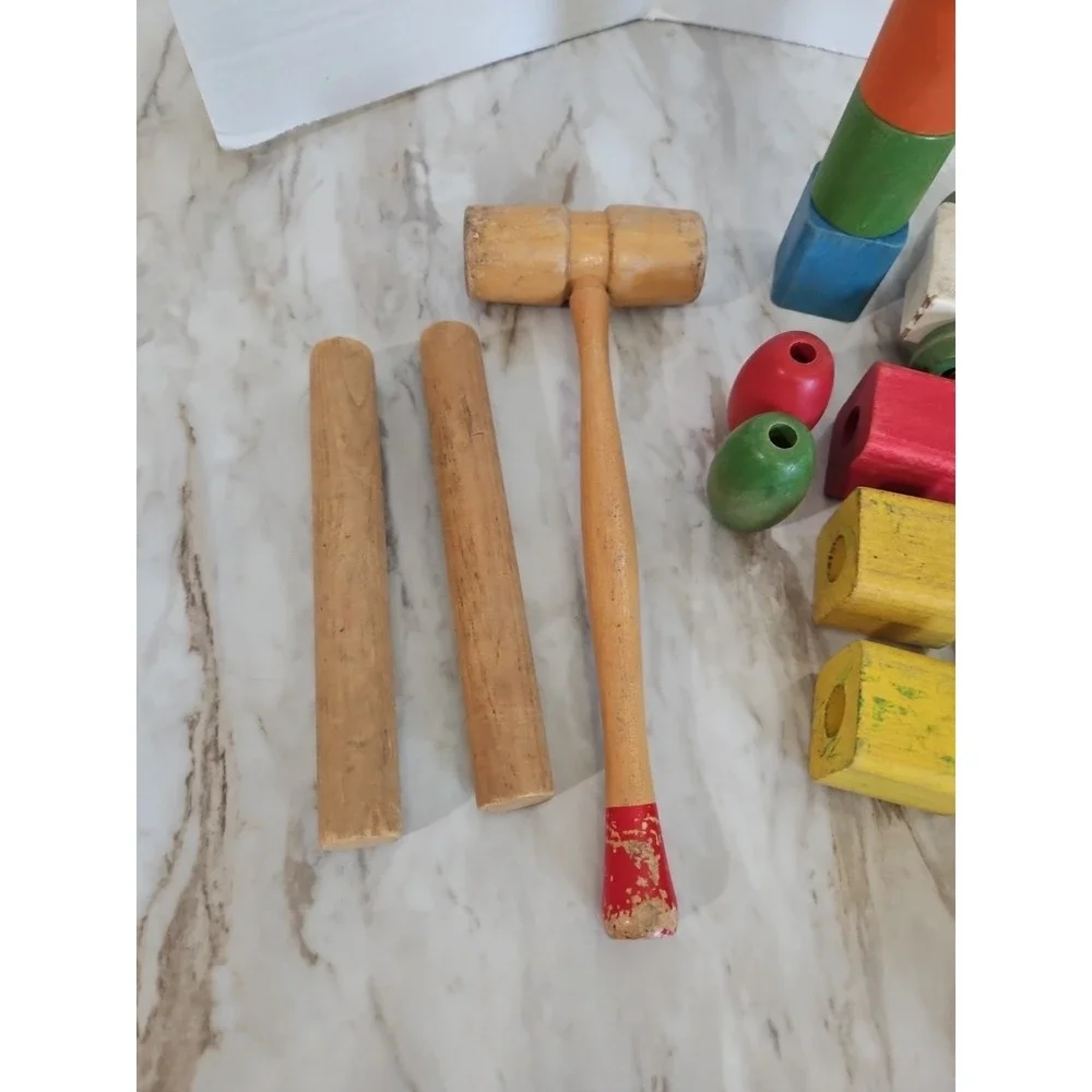 Vtg Lot Of Wooden & holgate  Building Blocks Different Sizes & Shapes 38 Pcs